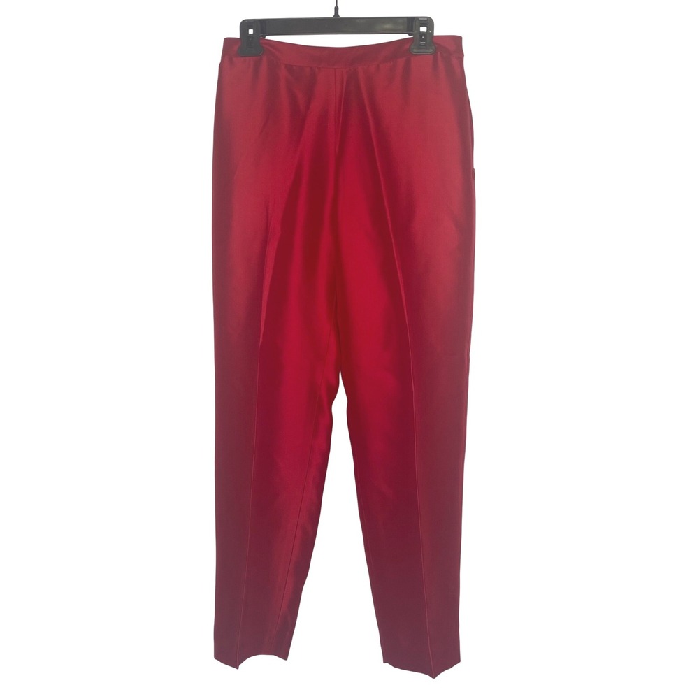 NWT Red Silk Pants Womens SZ 8 Lined retro special‎ occassion Dress Pants Chic